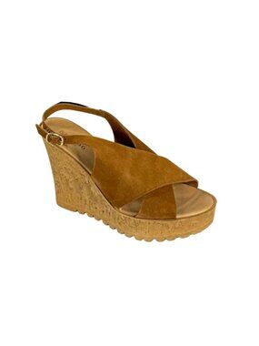 Bamboo Norra-05S Women's Cognac Cork Wedge Platform Sandals
